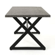 Outdoor aluminum dining table with steel frame by Noble House, featuring a sleek tabletop and sturdy construction.