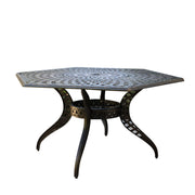 Outdoor Cast Aluminum Dining Table With Lattice Top And Umbrella Hole - Black - R&R Furniture Gallery (Fountain Valley, CA)