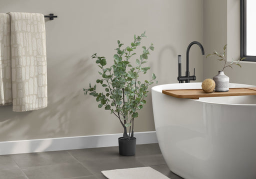 35" Tall, Artificial Plant, Eucalyptus Tree, Indoor, Faux, Fake, Floor, Greenery, Potted, Decorative - Green / Black - R&R Furniture Gallery (Fountain Valley, CA)