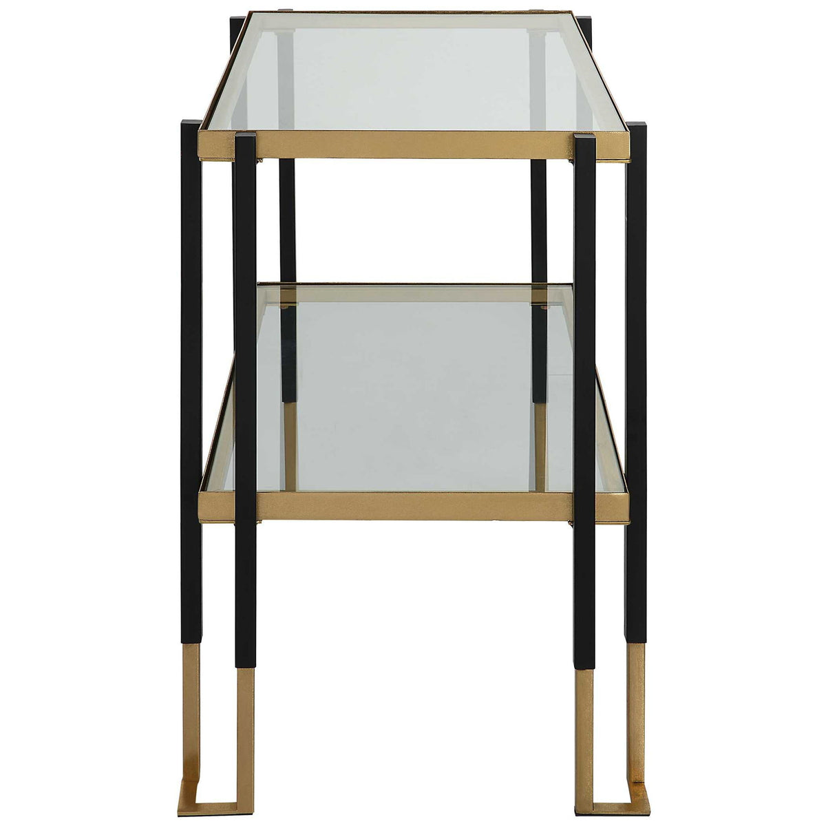 Elegant glass console table by Uttermost with a sleek design, perfect for modern living room or entryway decor.