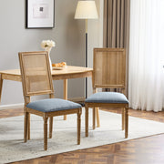 French Country Dining Chair With Rectangular Cane Backrest And Smooth Upholstered Seating - R&R Furniture Gallery (Fountain Valley, CA)