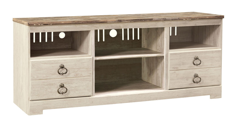 Willowton - TV Stand With Fireplace Option - R&R Furniture Gallery (Fountain Valley, CA)