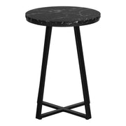 Accent Table, Side, Round Marble Look Contemporary & Modern - Black - R&R Furniture Gallery (Fountain Valley, CA)