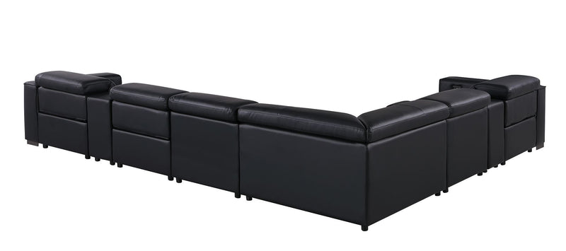 1208 - 8 Piece L Shaped Leather Sectional With 3 Power Recliners & Power Headrests