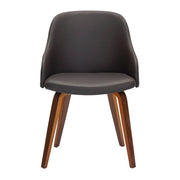 Lumi Source Bacci mid-century modern dining arm chair with wooden legs and upholstered seat, stylish for contemporary dining rooms.
