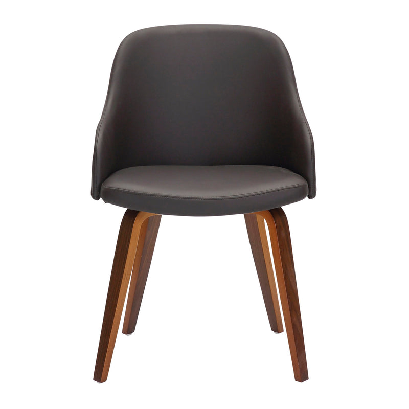 Lumi Source Bacci mid-century modern dining arm chair with wooden legs and upholstered seat, stylish for contemporary dining rooms.