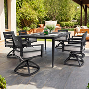 Outdoor Modern Dining Set, Chairs Sunbrella Cushioned And Dining Table With Umbrella Hole - R&R Furniture Gallery (Fountain Valley, CA)