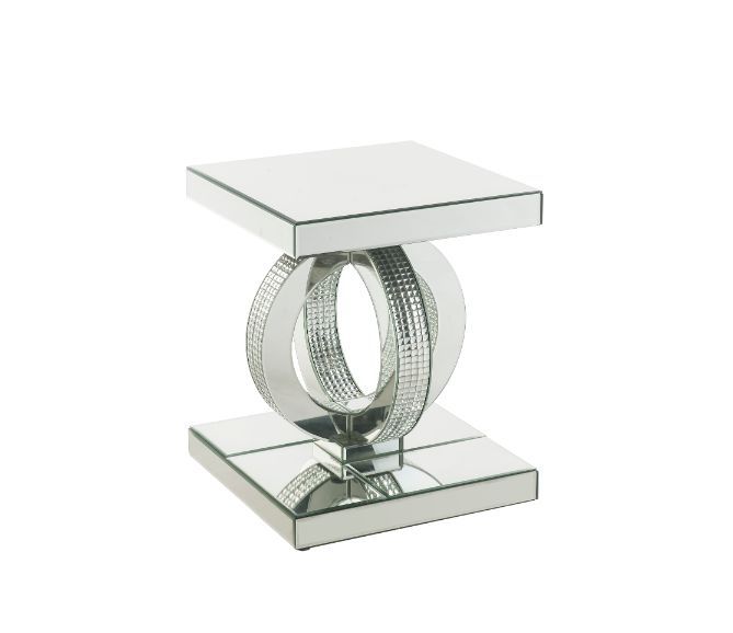 Ornat - End Table - Mirrored & Faux Square Diamonds - R&R Furniture Gallery (Fountain Valley, CA)