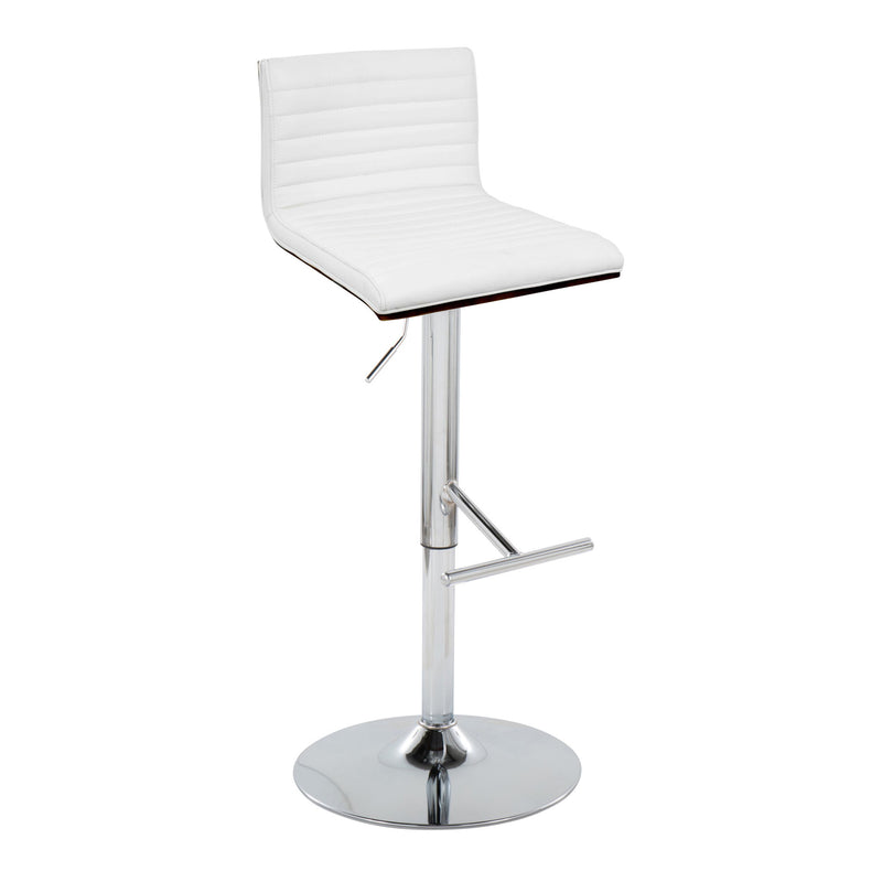 Set of two Lumi Source Mason contemporary adjustable barstools with swivel seats, straight T footrest, and modern design.