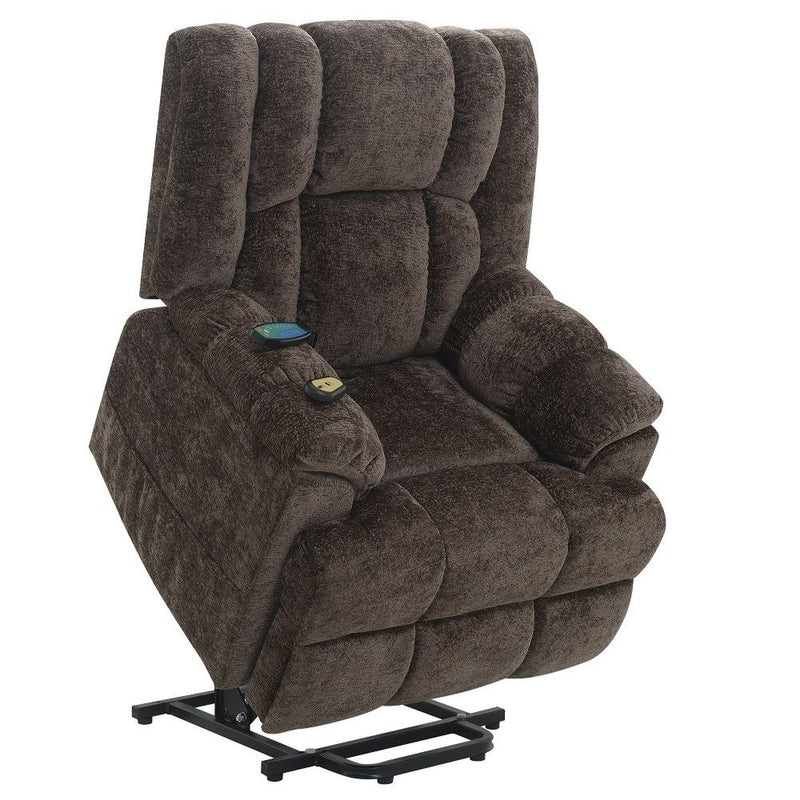 Pacay - Power Recliner With Lift & Heating & Massage - Brown Chenille - R&R Furniture Gallery (Fountain Valley, CA)