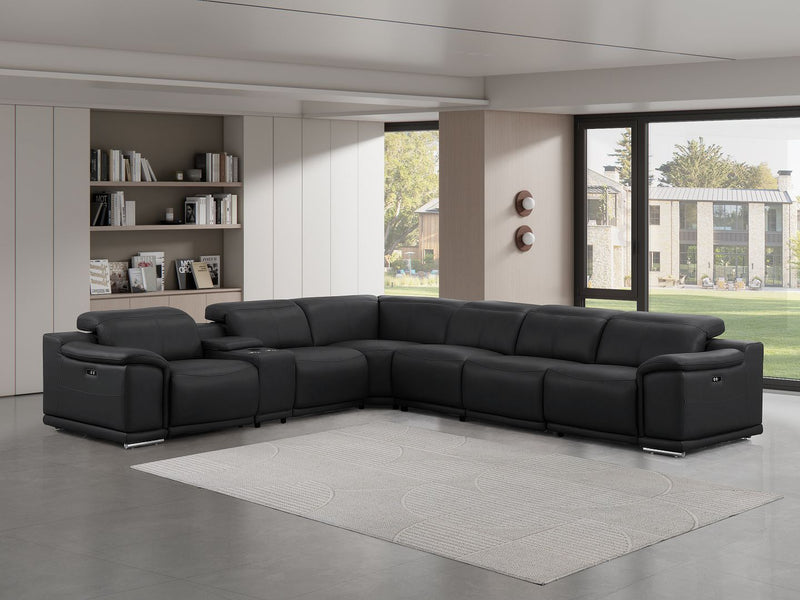 2679 - 7-Piece L-Shaped Power Reclining Sectional In Genuine Leather (3 Recliners) - R&R Furniture Gallery (Fountain Valley, CA)