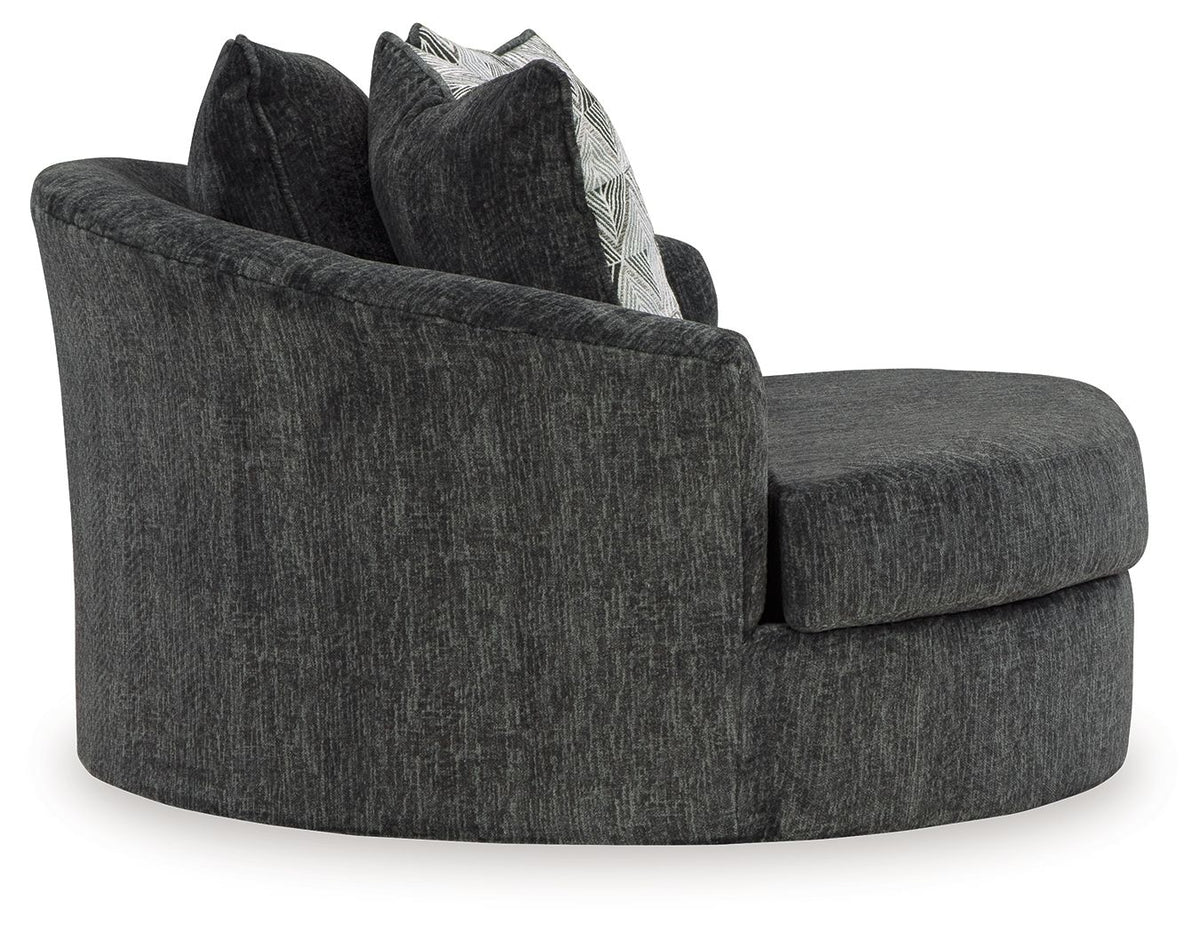 Biddeford - Oversized Swivel Accent Chair - Shadow - R&R Furniture Gallery (Fountain Valley, CA)