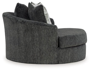 Biddeford - Oversized Swivel Accent Chair - Shadow - R&R Furniture Gallery (Fountain Valley, CA)