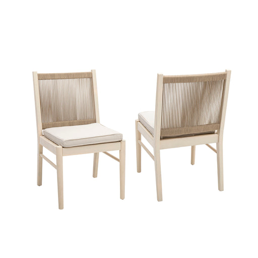 Cordoba - Dining Chair (Set of 2) With Acacia Wood Frame And Water Repellent Fabric - Beige / Yellow - R&R Furniture Gallery (Fountain Valley, CA)