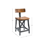 Industrial Counter Stool With Back Removable Solid Acacia - Amber - R&R Furniture Gallery (Fountain Valley, CA)