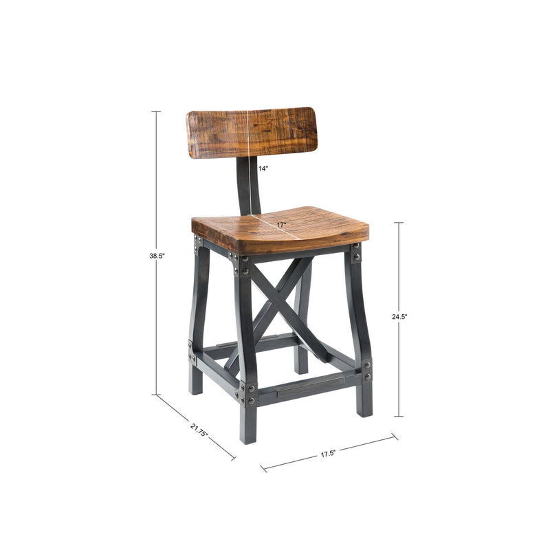 Industrial Counter Stool With Back Removable Solid Acacia - Amber - R&R Furniture Gallery (Fountain Valley, CA)