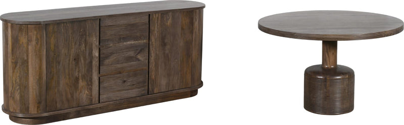 Liyana Solid Wood Three Drawer Two Door Sideboard in Natural Tan