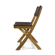 Noble House bistro foldable armless chair with wicker backrest, lightweight and stylish for outdoor or indoor dining spaces.