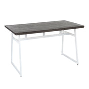 Lumi Source Geo industrial dining table with vintage white tabletop and espresso metal legs, modern and stylish for dining room.