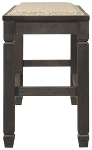 Tyler Creek - DBL Counter UPH Bench  - Antique Black - R&R Furniture Gallery (Fountain Valley, CA)