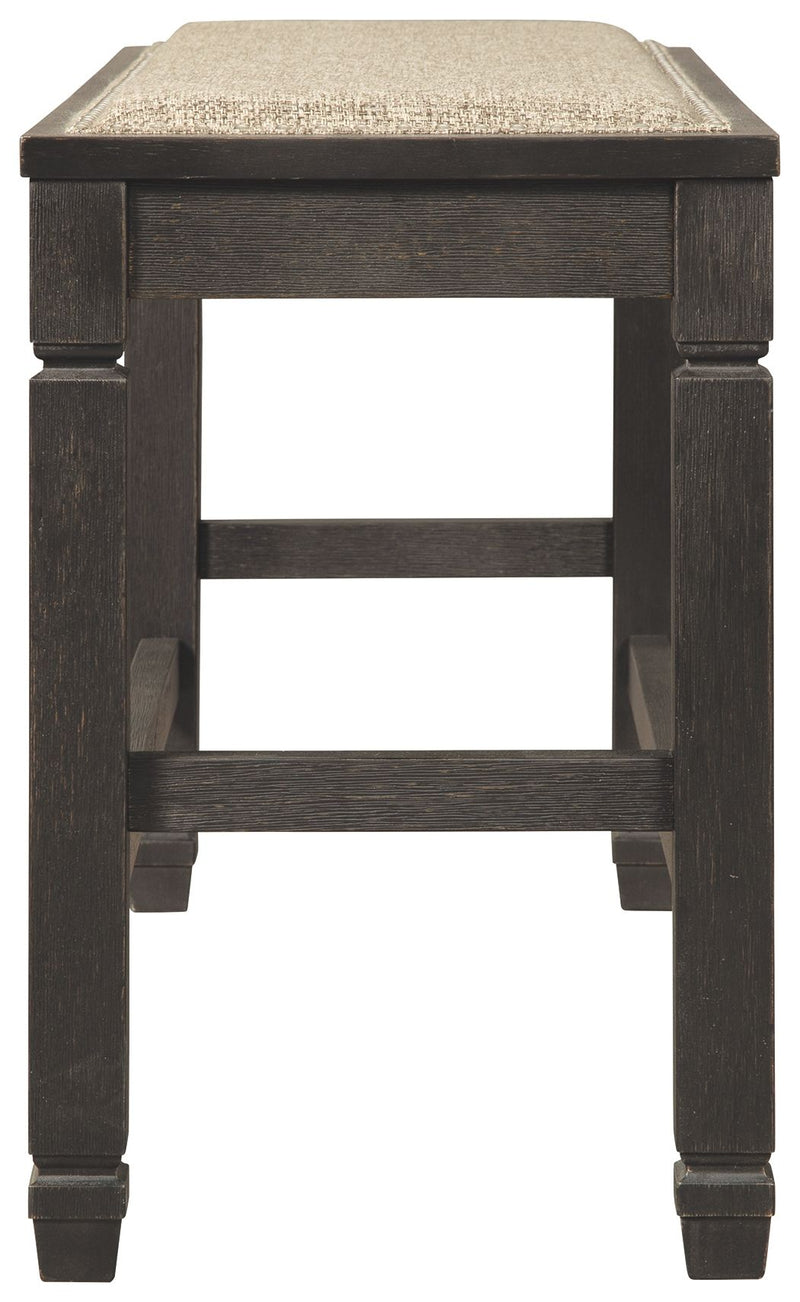 Tyler Creek - DBL Counter UPH Bench  - Antique Black - R&R Furniture Gallery (Fountain Valley, CA)