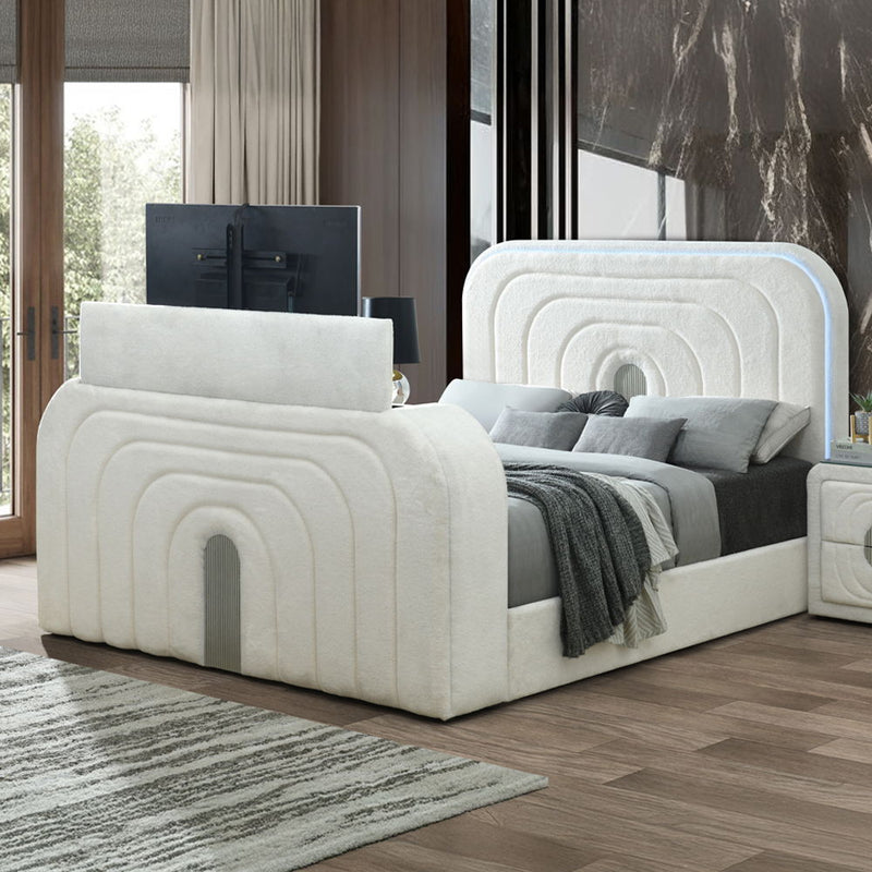Shelyn - Bed With LED, TV Cabinet, Fireplace & Bluetooth - R&R Furniture Gallery (Fountain Valley, CA)
