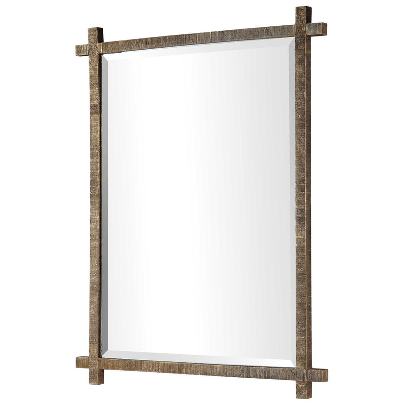 Uttermost Abanu ribbed dressing vanity mirror with a sleek, modern design and a rectangular shape for elegant bedroom decor.