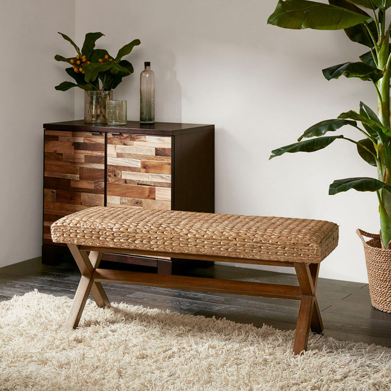 Bench With Water Hyacinth Seat - Brown - R&R Furniture Gallery (Fountain Valley, CA)