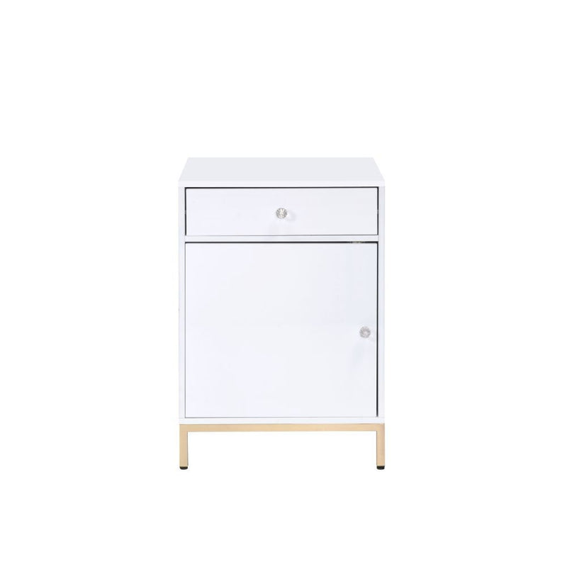 Ottey - Cabinet - White High Gloss & Gold - R&R Furniture Gallery (Fountain Valley, CA)