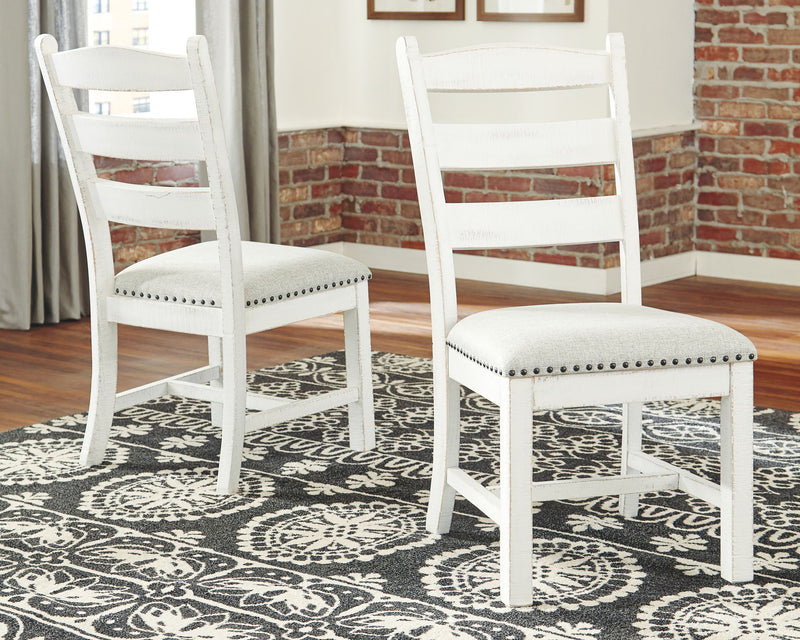Valebeck - Dining UPH Side Chair (Set of 2) - Beige / White - R&R Furniture Gallery (Fountain Valley, CA)