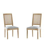 French Country Dining Chair With Rectangular Cane Backrest And Smooth Upholstered Seating - R&R Furniture Gallery (Fountain Valley, CA)