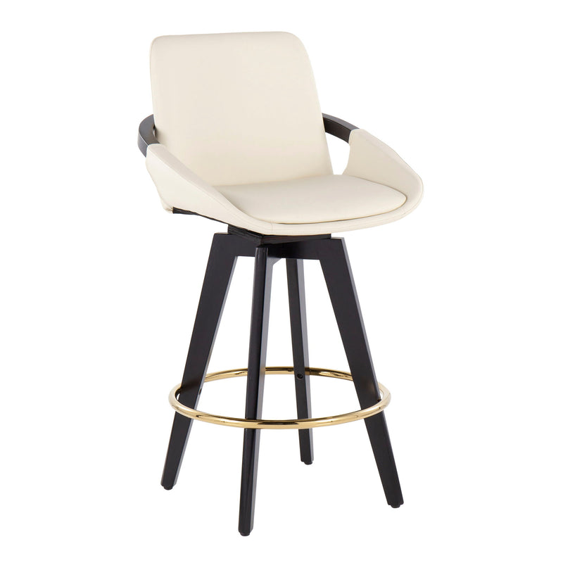 Lumi Source Cosmo contemporary fixed height counter stool set with swivel, round footrest, and modern design, shown in a set of two.
