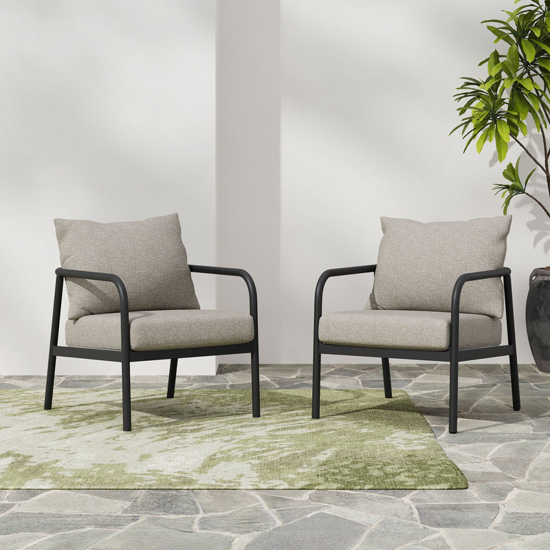 Leora - Modern Minimalist Round Tube Sofa Chair With Cushions - Beige / Black - R&R Furniture Gallery (Fountain Valley, CA)