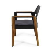 Set of two Noble House Soho outdoor club chairs with teak frames and cushions, perfect for stylish patio seating.