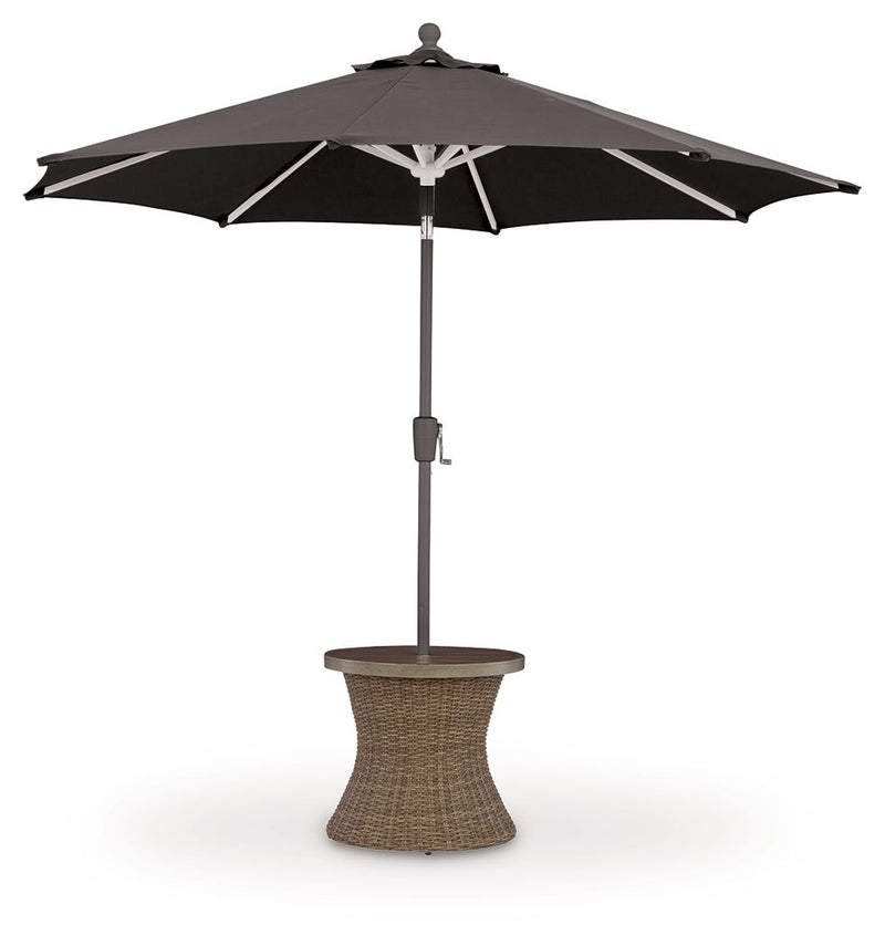 Laguna Heights - Round End Table With Umbrella Option - Beige - R&R Furniture Gallery (Fountain Valley, CA)