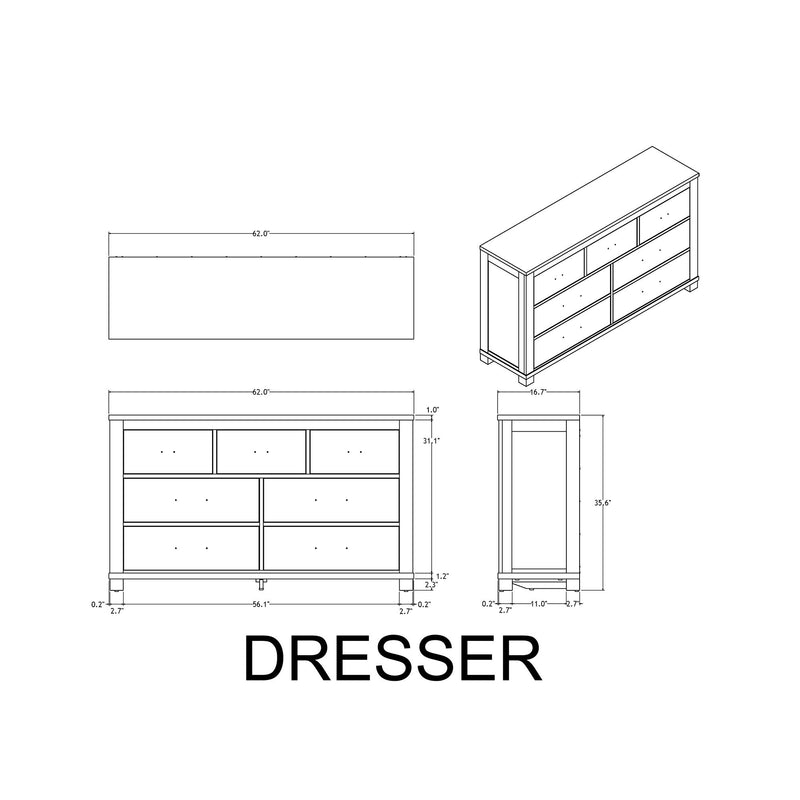 Augusta - Dresser, 7 Spacious Drawers, Block Feet - Beige Brown - R&R Furniture Gallery (Fountain Valley, CA)