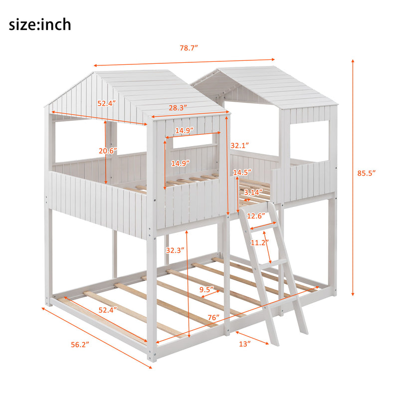 Bunk Bed With Roof, Window, Guardrail, Ladder - R&R Furniture Gallery (Fountain Valley, CA)