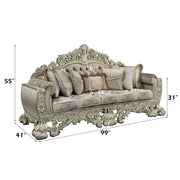 Sorina - Sofa With 7 Pillows - Velvet, Fabric & Antique Gold - R&R Furniture Gallery (Fountain Valley, CA)