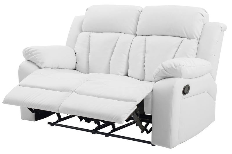 Glory Furniture Daria cozy padded reclining loveseat with plush cushions, perfect for relaxing in a modern living room setting.