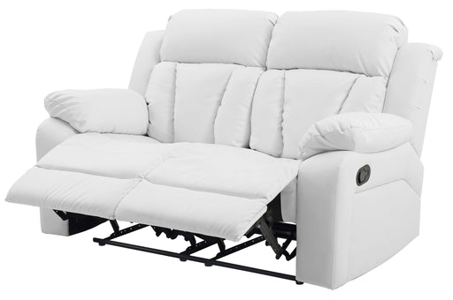 Glory Furniture Daria cozy padded reclining loveseat with plush cushions, perfect for relaxing in a modern living room setting.