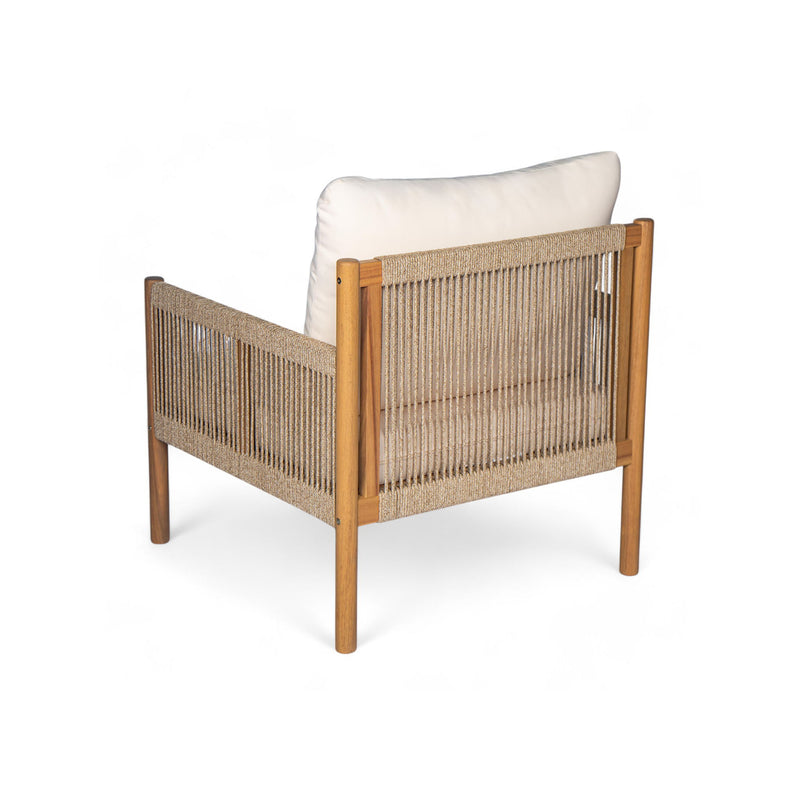 Modern Outdoor Woven Lounge Chair With Solid Wood Frame - Teak - R&R Furniture Gallery (Fountain Valley, CA)