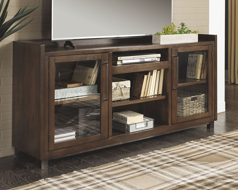 Starmore - XL TV Stand w/Fireplace Option - Brown - R&R Furniture Gallery (Fountain Valley, CA)