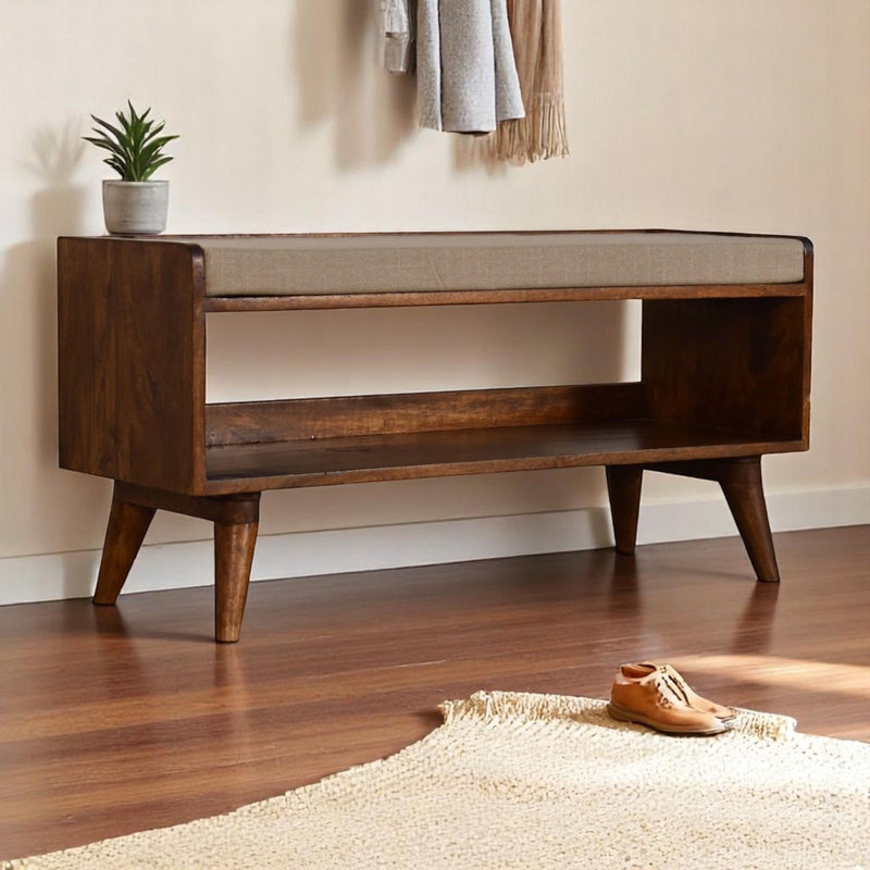 Solid Wood Bench With Upholstered Sea - R&R Furniture Gallery (Fountain Valley, CA)