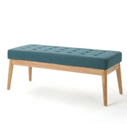 Vibratory - Button Tufted Upholstered Ottoman With Splayed Wooden Legs - Teal / Natural - R&R Furniture Gallery (Fountain Valley, CA)