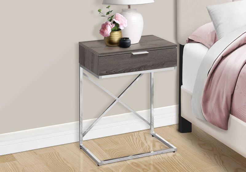 Accent Side Table, Storage Drawer, Contemporary - Taupe - R&R Furniture Gallery (Fountain Valley, CA)