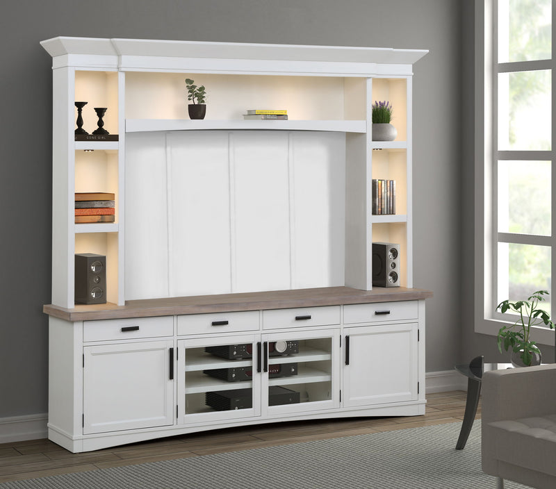 Americana Modern - TV Console with Hutch, Backpanel and LED Lights - R&R Furniture Gallery (Fountain Valley, CA)