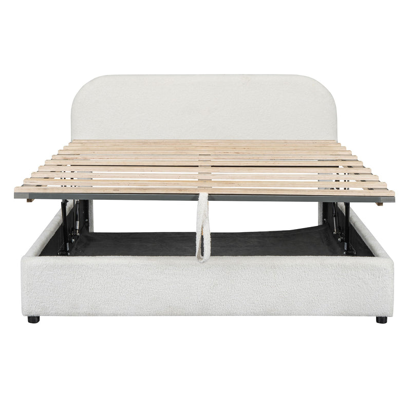 Upholstered Platform Bed With Hydraulic Storage System - R&R Furniture Gallery (Fountain Valley, CA)