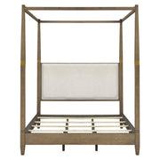 Queen Canopy Bed Frame With Upholstered Headboard - Brown - R&R Furniture Gallery (Fountain Valley, CA)