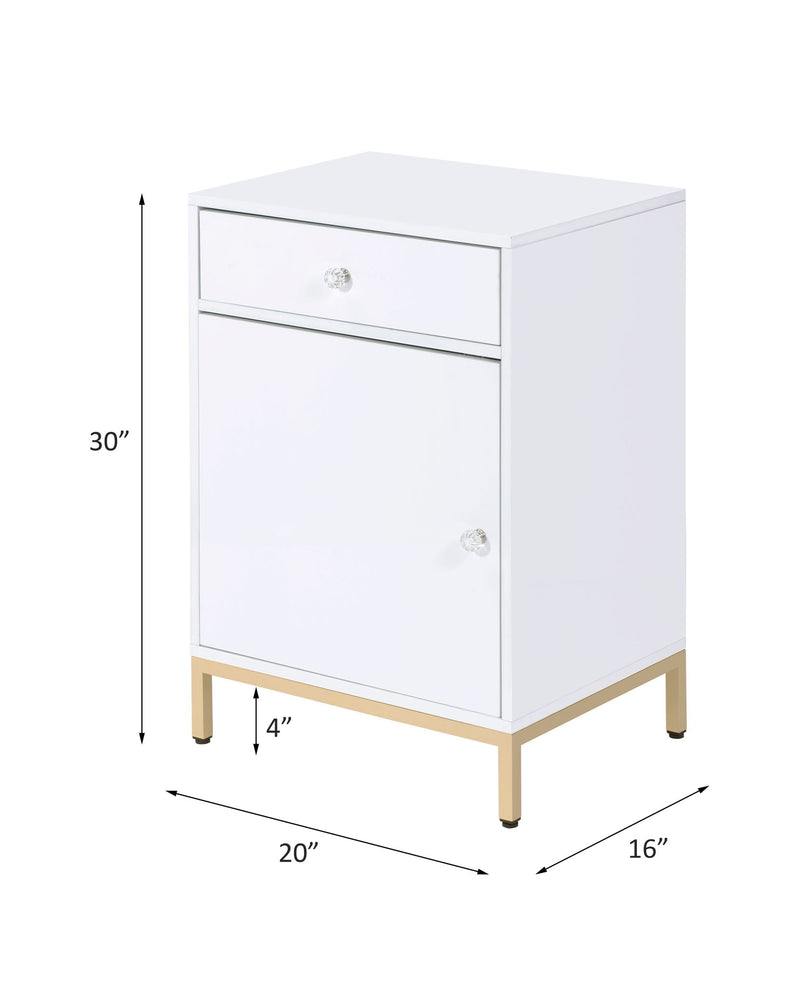 Ottey - Cabinet - White High Gloss & Gold - R&R Furniture Gallery (Fountain Valley, CA)