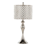 Set of two Lumi Source Ashland contemporary table lamps with square clear crystal accents and polished nickel finish.